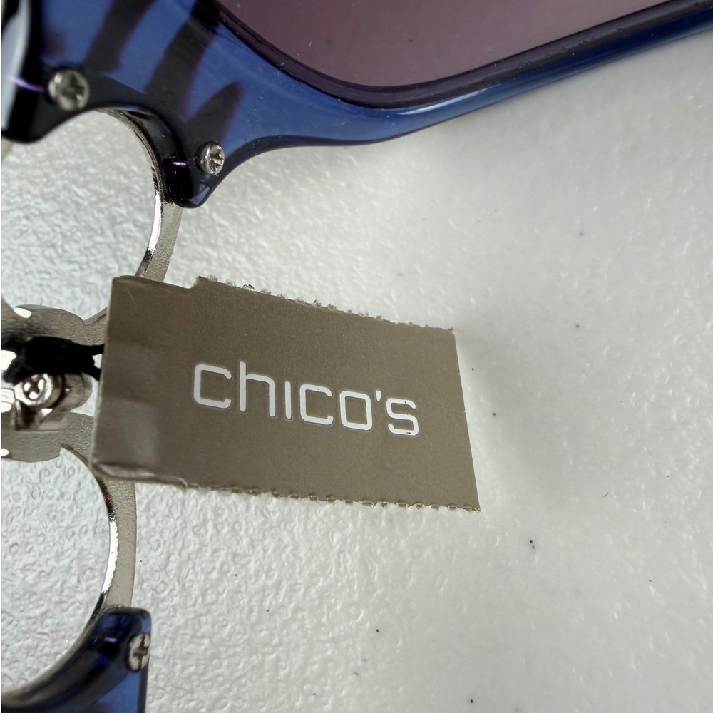 Chicos Amanda Sunglasses Blue Tortoise Oversized UV Protection NWT - Picture 7 of 7
